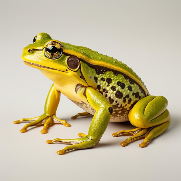 Hyperrealistic frog on white background