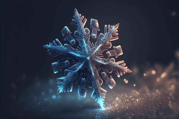 HyperRealistic Glowing Translucent Magical Snowflake Wallpaper