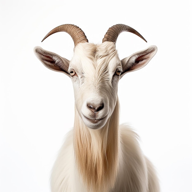 Гиперреалистичная коза на белом фоне