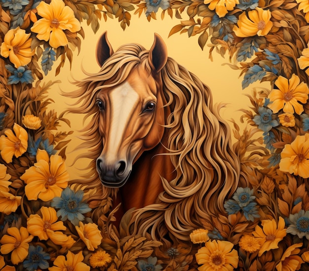 Hyperrealistic Horse Sunflower