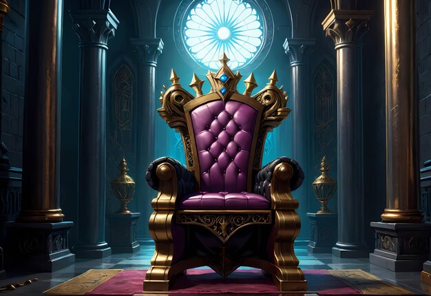 Photo hyperrealistic illustration style throne background 3d render