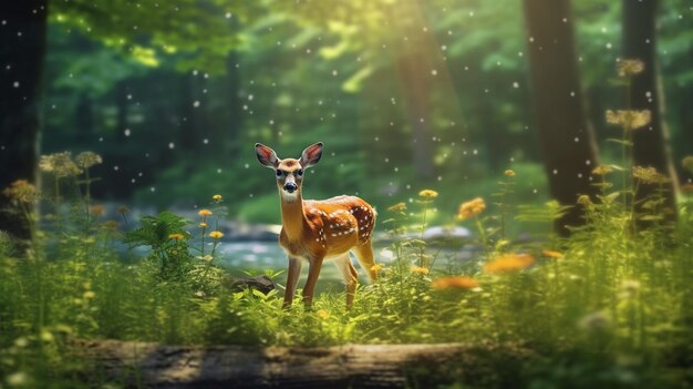 Hyperrealistic illustrations of animal in wild nature background