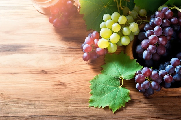 HyperRealistic Image of Grapes on a Wooden Background