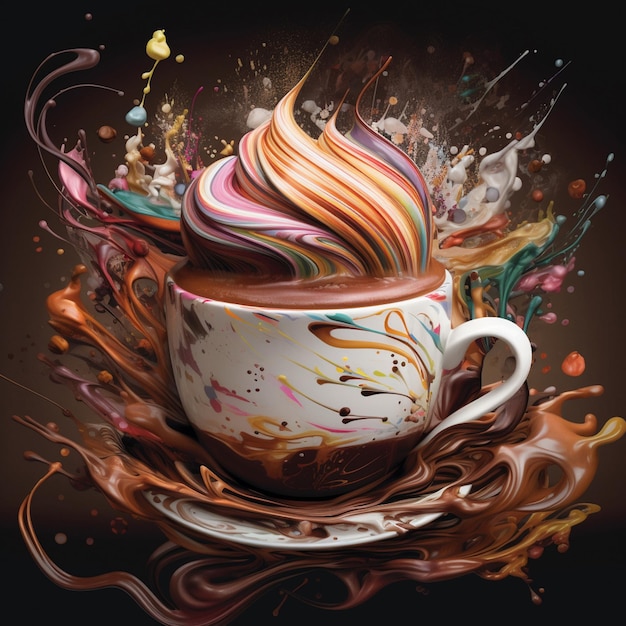 Photo hyperrealistic image of a steaming cup of mocha