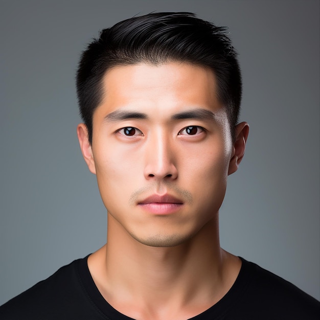 Hyperrealistic photo of adult Asian man