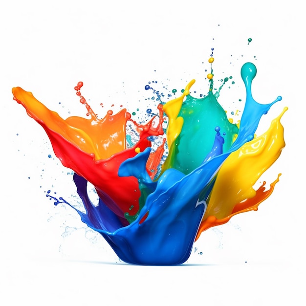 Hyperrealistic photo of colorful Splash isolated on the background