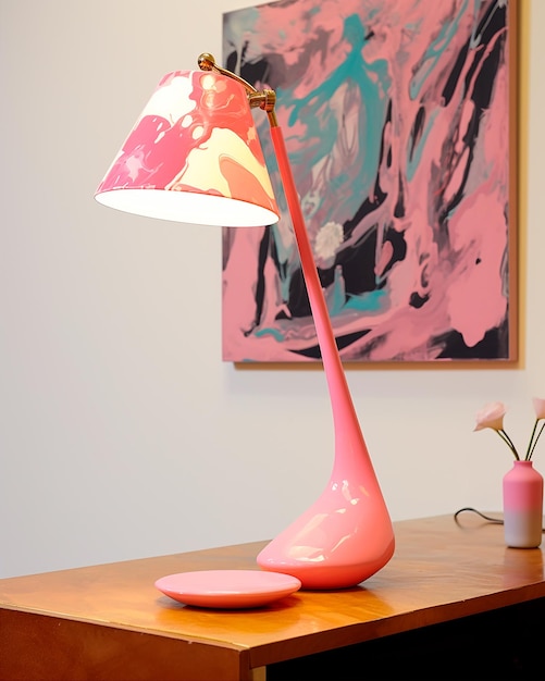 Hyperrealistic a pink desk lamp HD Ai generated