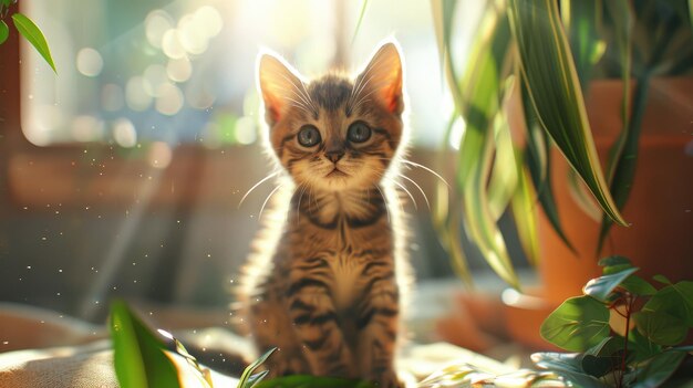 Photo a hyperrealistic portrait of an adorable fluffy kitten
