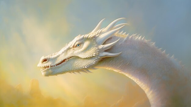 Hyperrealistic portrait of a European dragon with delicate features and scales breathing fire in oil painting fantasy art