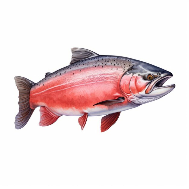 Photo hyperrealistic red salmon illustration on white background