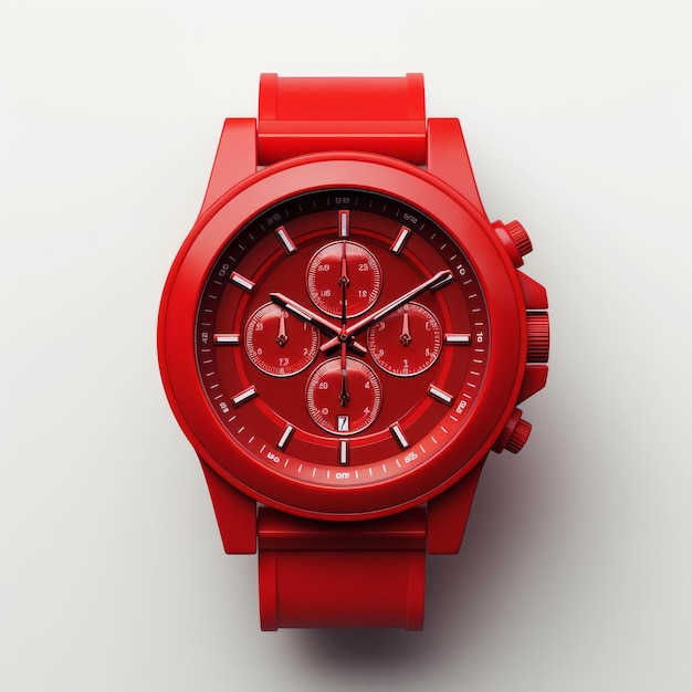 Foto orologio swatch rosso iperrealistico con dettagli meticolosi