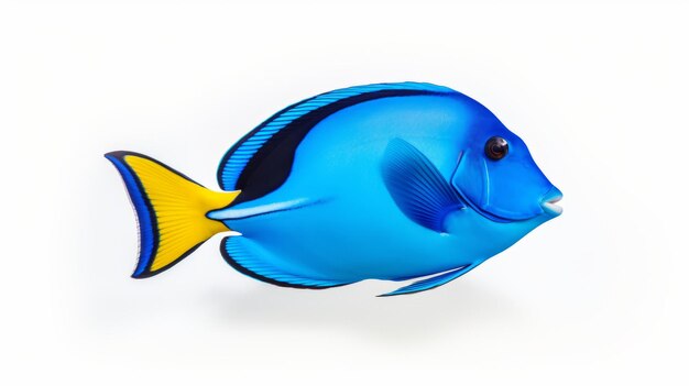 Hyperrealistic Sculpture Of Big Blue Fish On White Background