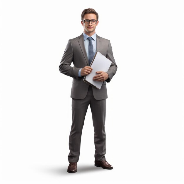 Hyperrealistic Sculpture Of Young Business Man Holding Folder