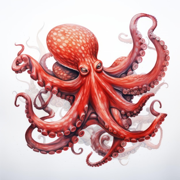 Hyperrealistic Watercolor Octopus Painting With High Contrast