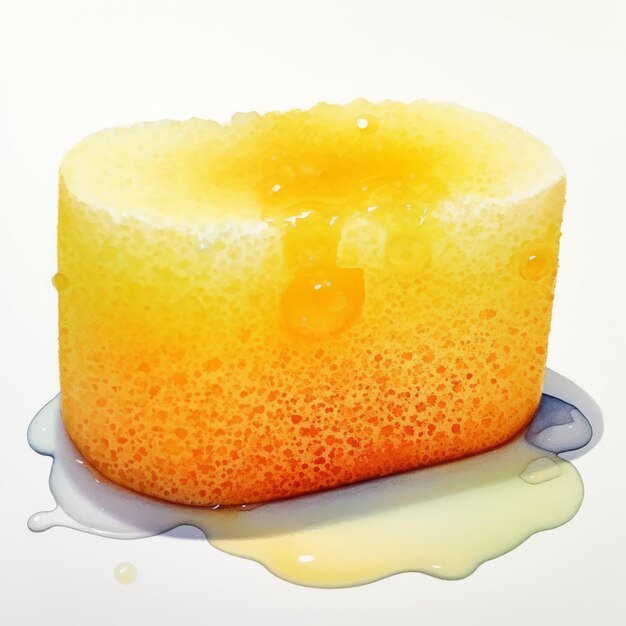 Hyperrealistic Watercolor Painting Of A Sponge Lemonbread By Jack Allen