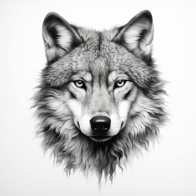 Grey wolf portrait. : r/drawing