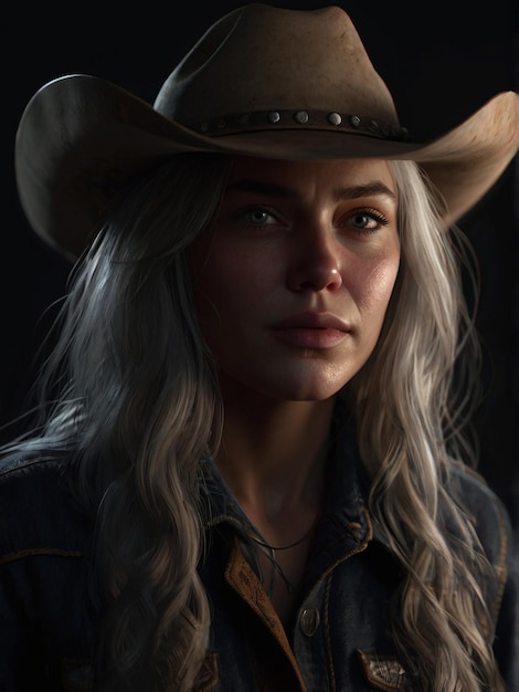 Foto hyperrealistisch portret van een vrouwelijke cowboy