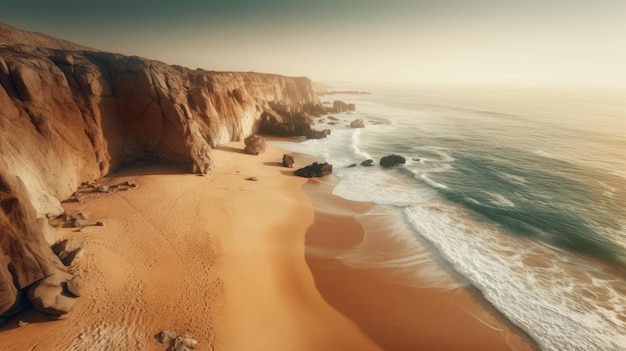 Hyperrealistische Cliff Shot Van Sandy Beach