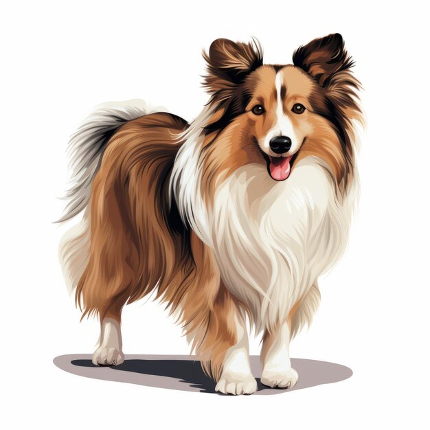 Foto hyperrealistische collie puppy cartoon illustratie met vetkleurige kleuren