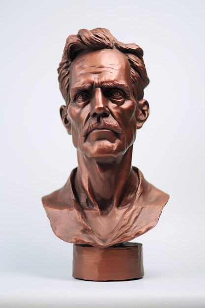 Hyperrealistische koperen buste van een man in oude Italiaanse stijl