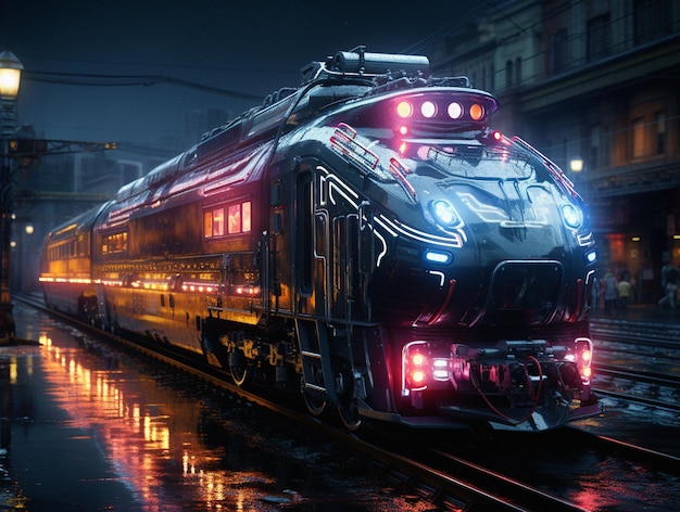 Hyperrealistische Neon Cyber Train in UHD