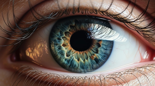 Foto hyperrealistische oog met bewegende iris en knipperende ai gegenereerde illustratie