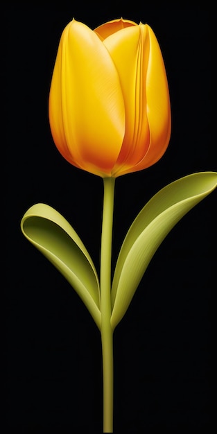 Hyperrealistische tulpenillustratie met hoog contrast