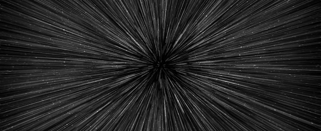 Hyperspace speed effect in night starry sky Bright black galaxy horizontal banner