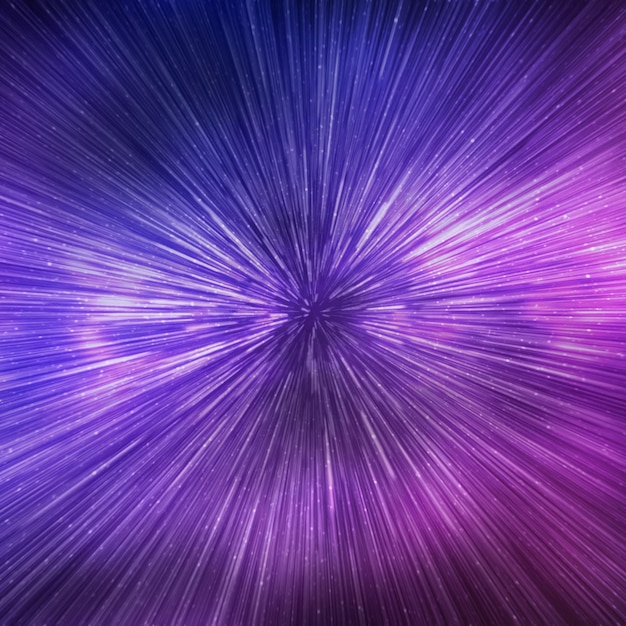 Hyperspace speed effect in night starry sky Bright purple blue galaxy square background