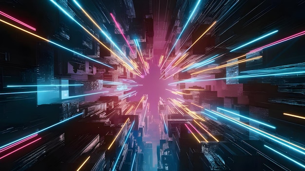 hypnotic cyberpunk vision fractured light