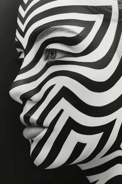 Hypnotisch close-up gezicht portret van een vrouw in de stijl van noir stripkunst