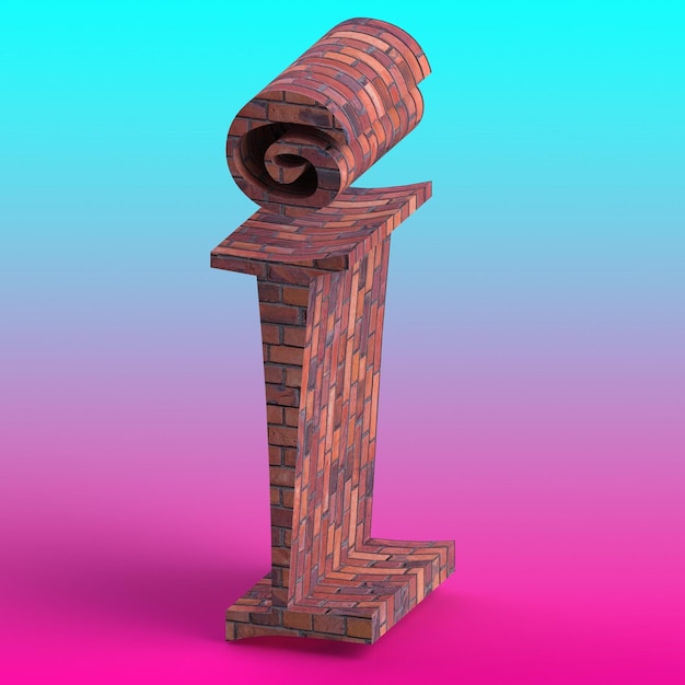 The i alphabet with a unique and interesting texture created using a 3D program