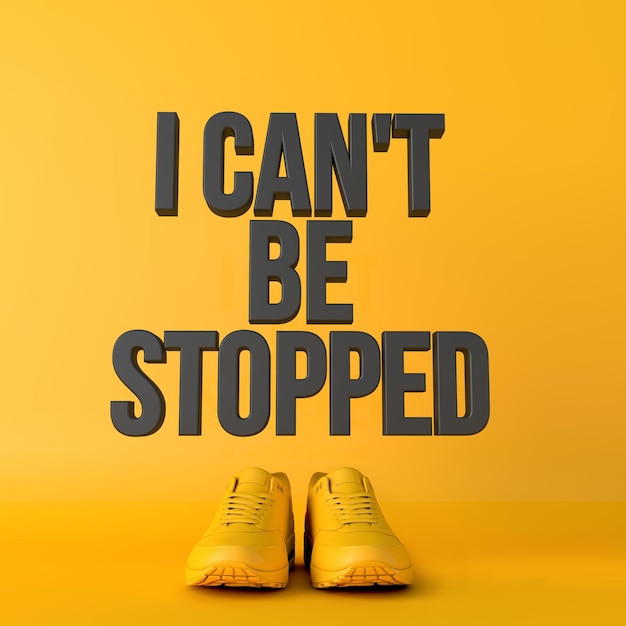 I cant be stopped motivational workout fitness phrase d rendering