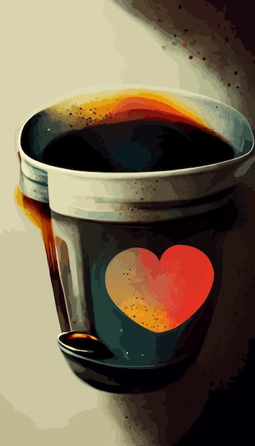 i love coffee cup illustration. International coffee day.