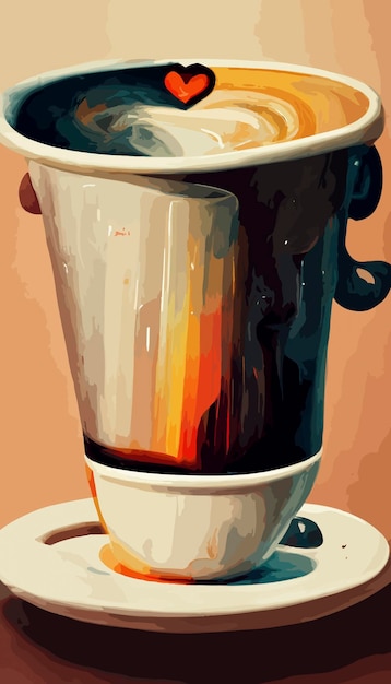 Photo i love coffee cup illustration. international coffee day.