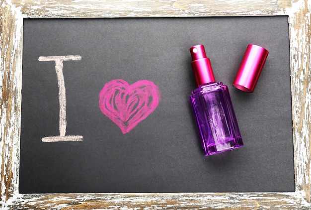 I love perfume written on chalkboard closeup