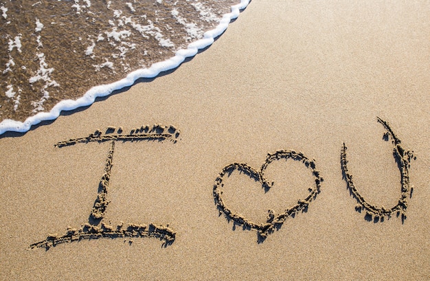 I love you. Love written in the sand