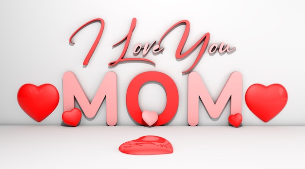 I Love You Mom 3D Design