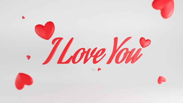 I Love You Text with 3D Heart background