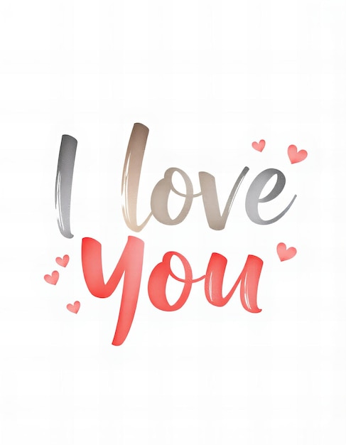 i love you typography brushstroke font watercolor effect