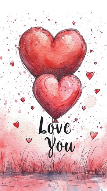 I love you valentine39s day card with text declaration of love in a romantic and cute style copy space for signature