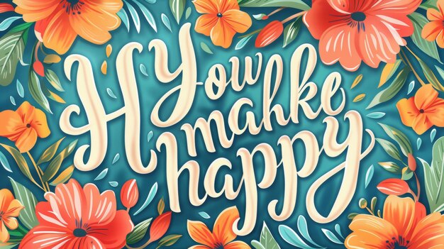 I make you happy Romantic lettering for greeting cards and holiday invitations