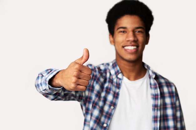 I Recommend It Overjoyed Afro Guy Showing Thumb Up