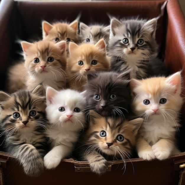 Download wallpapers ragdoll, small kittens, cat family, cute fluffy white kitten