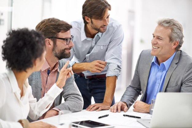 I think we have a great idea here. Shot of a group of a diverse group of business professionals having a meeting.