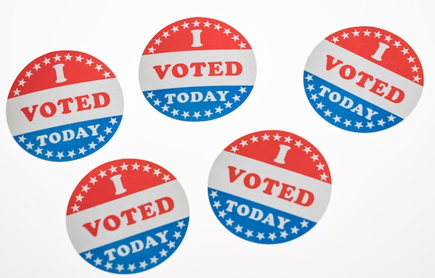 I Voted Today stickers ready for voters in the US elections isolated on white background