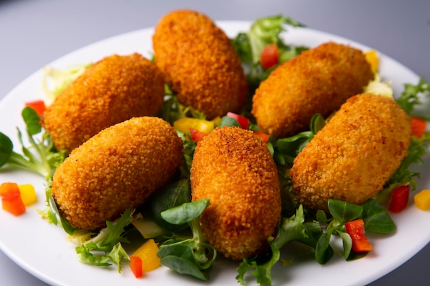 Iberico ham croquette. premium tapa in spain