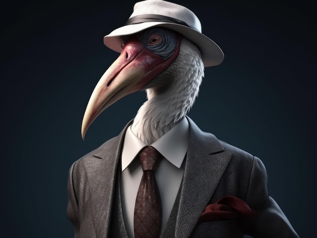 Photo ibis dressed in a business suit and wearing glasses close up portrait