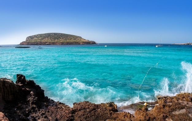 Ibiza Cala Comte conta strand Balearen