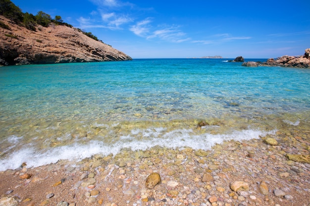 Ibiza Cala Moli beach with clear water in Balearics